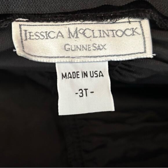 Vintage Jessica McClintock Girl’s Gunne Sax Black Velvet Dress w/ Lace, Size 3T - Picture 12 of 12